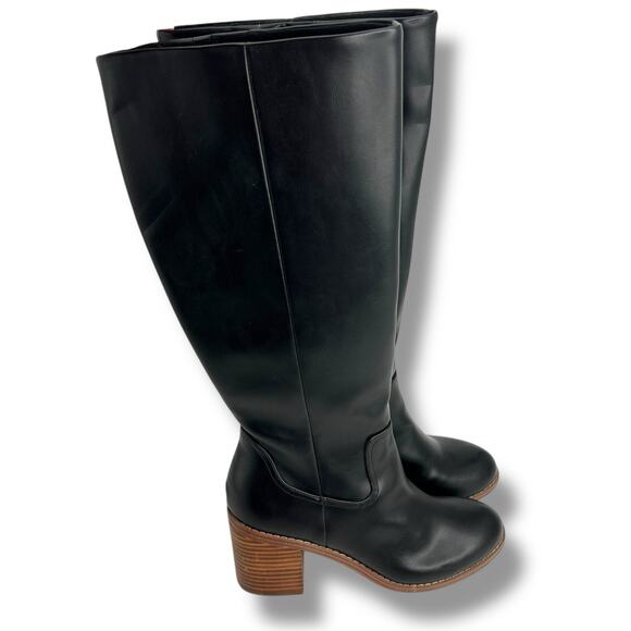 NEW Dolce Vita Ullah Tall Black Boots Size 9 Faux Leather Block Heel Round Toe - Picture 8 of 10